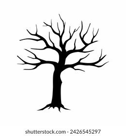 Dead tree silhouette icon vector. Dryness tree silhouette for icon, symbol or sign. Spooky tree icon for nature landscape, illustration or halloween