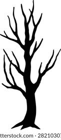 Dead tree silhouette isolated.
Black Dry tree.
scary tree.
Tree without leaves.
Transparent background.