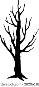 Dead tree silhouette isolated.
scary tree.
Tree without leaves.
Transparent background.