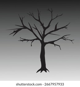 Die Silhouette des Toten Baumes. Laublose Baum-Illustration für Halloween und Naturdesign.