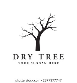 Dead tree silhouette logo design with dry branches.