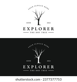 Dead tree silhouette logo design with dry branches.
