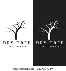 Diseño del logo de la silueta de árbol muerto con ramas secas.
