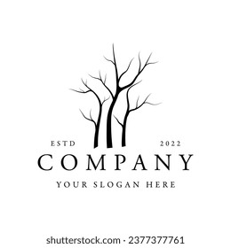 Dead tree silhouette logo design with dry branches.