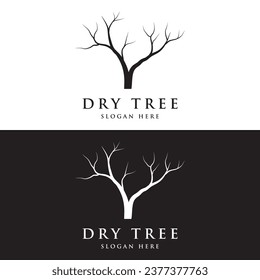Dead tree silhouette logo design with dry branches.