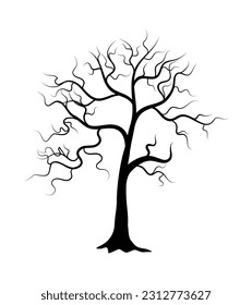 Dead tree silhouette vector design on white background.