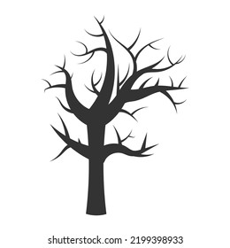 Dead tree silhouette without leaves. Flat vector illustration icon isolated on a white background.