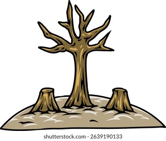Dead Tree and Stumps Simple Illustration