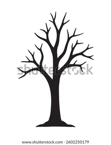Dead Tree Vector Icon | Silhouette, Bare Branches and Dry Tree