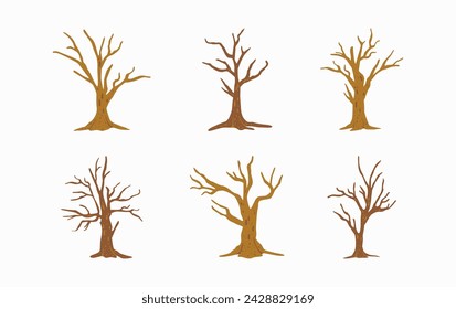 Ilustración vectorial de árbol muerto en estilo plano