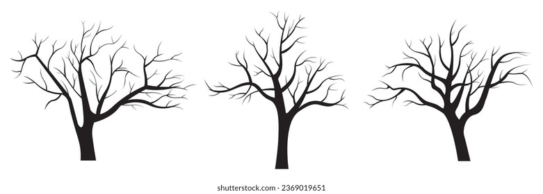 Silhouette de ilustración vectorial de árbol muerto. Ilustración de árboles y ramas sin hojas