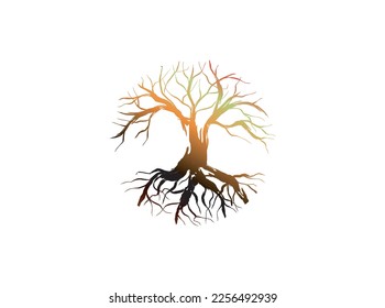 dead tree vector illustration. withered tree hand drawing.