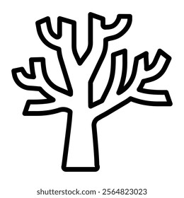 Dead Tree Vector Line Icon Design