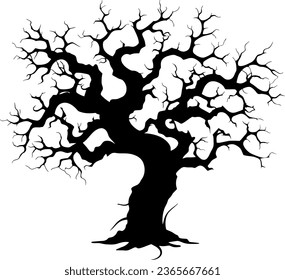 Dead tree vector. No life, damaged environment, bare tree, burning tree, tropical tree