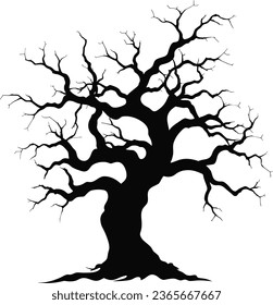 Dead tree vector. No life, damaged environment, bare tree, burning tree, tropical tree