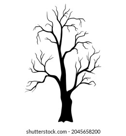 Dead Tree without Leaves. Silhouette trees illustration design on white background.