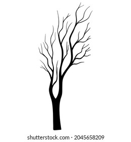 Dead Tree without Leaves. Silhouette trees illustration design on white background.