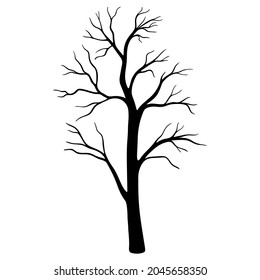 Dead Tree without Leaves. Silhouette trees illustration design on white background.