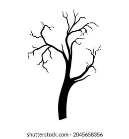 Dead Tree without Leaves. Silhouette trees illustration design on white background.