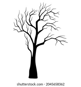 Dead Tree without Leaves. Silhouette trees illustration design on white background.