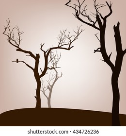 dead trees background, vector illustration