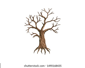 dead trees, dry and deciduous trees vector isolated on white