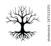 Dead trees, dead rooted trees logo design vector template