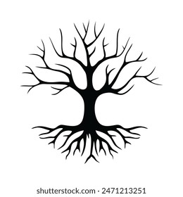 Dead trees, dead rooted trees logo design vector template