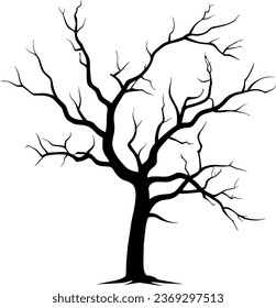 Silhouette vectorial de árboles muertos. Árboles de muerte en silueta de invierno.