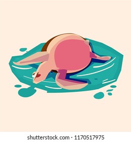 dead turtle - vector illustration