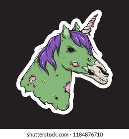 Dead unicorn icon. Vector creepy illustration. Zombie horse