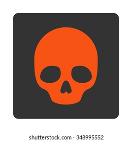 Dead vector icon. Style is flat rounded square button, orange and gray colors, white background.