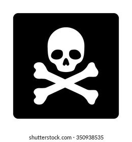Dead vector icon. Style is flat rounded square button, white and black colors, white background.