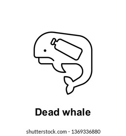 Dead whale, plastic icon. Element of pollution problems icon. Thin line icon for website design and development, app development. Premium icon