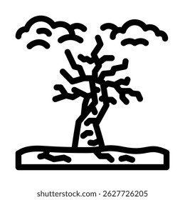 árvore murcha morta sob vetor de ícone de linha de céu poluída. árvore murcha morta sob sinal de céu poluído.