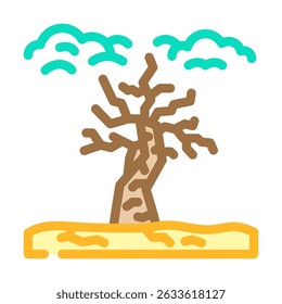 árvore murcha morta sob vetor de ícone de cor de céu poluída. árvore murcha morta sob sinal de céu poluído. ilustração de símbolo isolado
