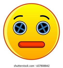 Dead yellow emoticon icon. Cartoon illustration of dead yellow emoticon vector icon for web