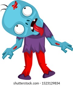 Dead zombie, illustration, vector on white background.