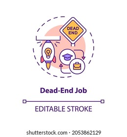 Dead-end job concept icon. Ceiling in work idea thin line illustration. Further advancement impossible. Job transition reason. Vector isolated outline RGB color drawing. Editable stroke