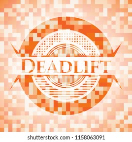 Deadlift abstract orange mosaic emblem with background