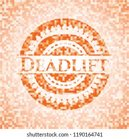 Deadlift abstract orange mosaic emblem with background