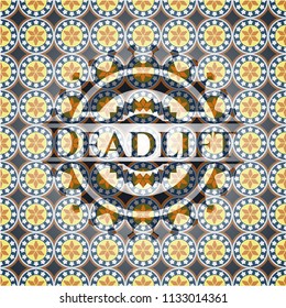 Deadlift Arabesque Emblem Background. Arabic Decoration.