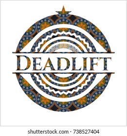 Deadlift Arabesque Style Emblem. Arabic Decoration.