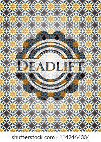 Deadlift arabic badge background. Arabesque decoration.