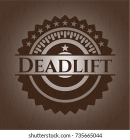 Deadlift badge with wooden background