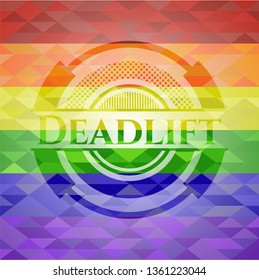 Deadlift emblem on mosaic background with the colors of the LGBT flag