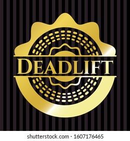 Deadlift gold shiny badge. Vector Illustration. Detailed.