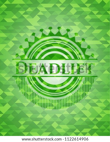 Deadlift green emblem. Mosaic background
