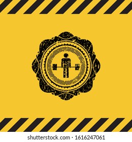 deadlift icon grunge warning sign emblem. Vector Illustration. Detailed.