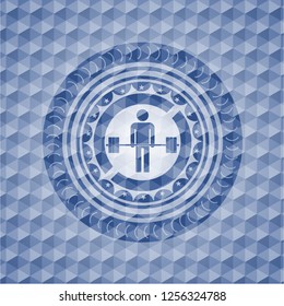 deadlift icon inside blue polygonal badge.